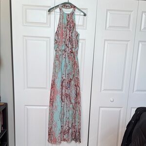 Jessica Simpson Light Blue and Red Maxi Dress